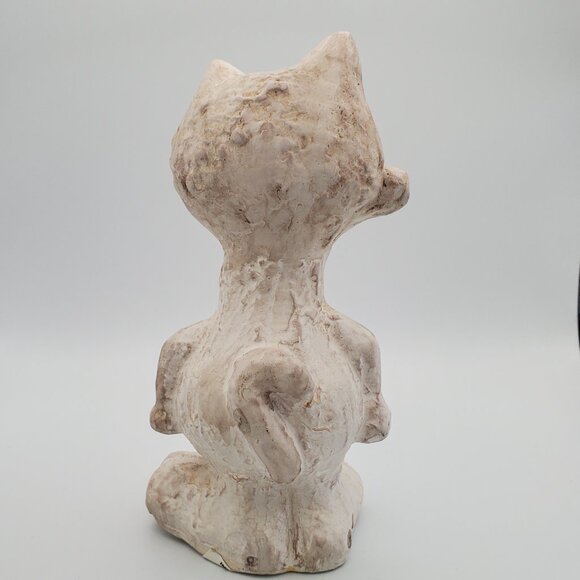 OH SOO ADORABLE! Cute Anthropomorphic Cat Figurine Textured Terracotta Big Feet - Picture 4 of 6